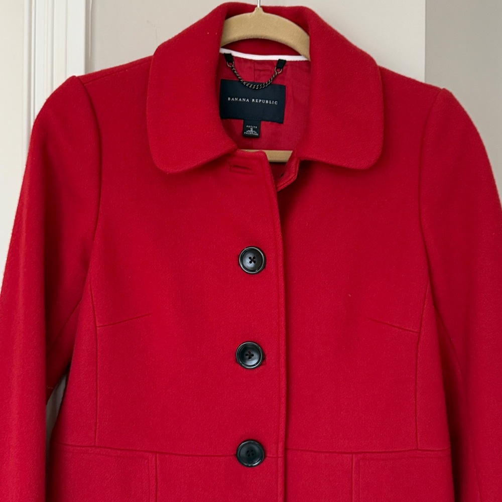 Banana Republic Vibrant Red Pea Coat - Picture 4 of 9